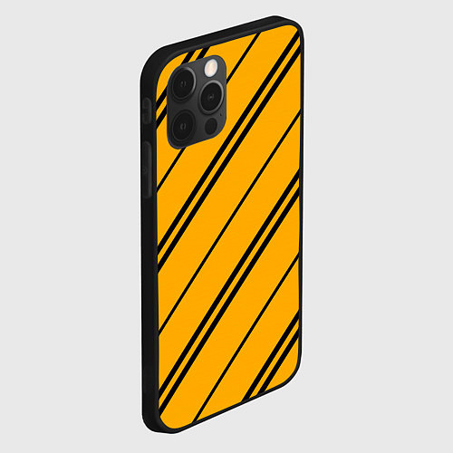 Чехол iPhone 12 Pro Полосы желтые черные / 3D-Черный – фото 2