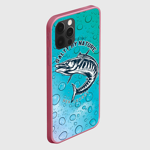 Чехол iPhone 12 Pro Рыбалка New Jersey / 3D-Малиновый – фото 2