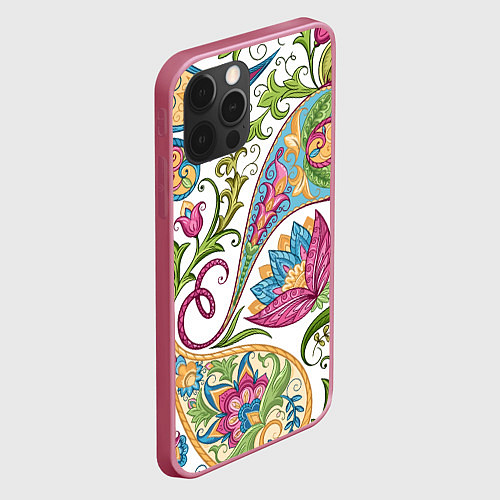 Чехол iPhone 12 Pro Fashionable floral Oriental pattern Summer 2025 / 3D-Малиновый – фото 2