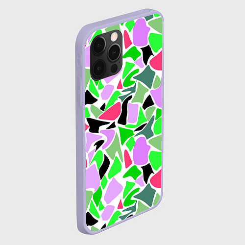 Чехол iPhone 12 Pro Abstract pattern green pink spots / 3D-Светло-сиреневый – фото 2