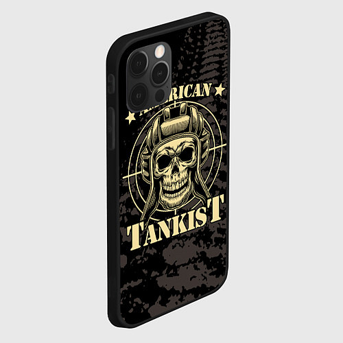Чехол iPhone 12 Pro American tankist Skull in the headset / 3D-Черный – фото 2