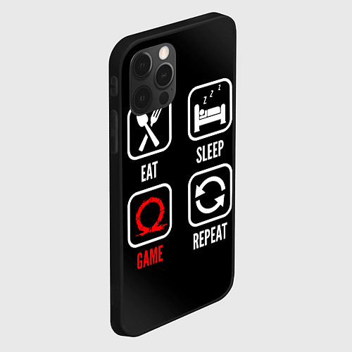 Чехол iPhone 12 Pro Eat, Sleep, God of War, Repeat / 3D-Черный – фото 2