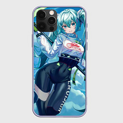 Чехол для iPhone 12 Pro Miku Hatsune racing suit, цвет: 3D-светло-сиреневый