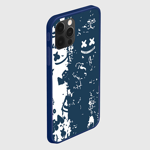 Чехол iPhone 12 Pro Marshmello паттерн / 3D-Тёмно-синий – фото 2