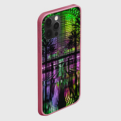 Чехол для iPhone 12 Pro Неоновое здание ночью - Зелёный, цвет: 3D-малиновый — фото 2