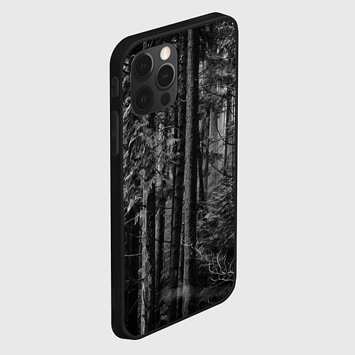 Чехол iPhone 12 Pro Темный жуткий лес / 3D-Черный – фото 2