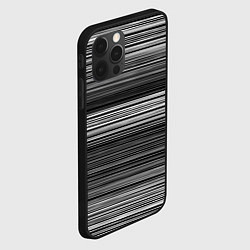 Чехол для iPhone 12 Pro Black and white thin stripes Тонкие полосы, цвет: 3D-черный — фото 2