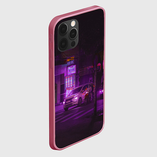 Чехол iPhone 12 Pro Неоновый ночной переход - Фиолетовый / 3D-Малиновый – фото 2