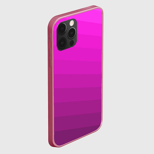 Чехол iPhone 12 Pro Розовый неоновый полосатый узор Pink neon / 3D-Малиновый – фото 2