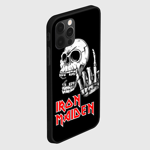 Чехол iPhone 12 Pro Iron Maiden Череп / 3D-Черный – фото 2