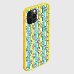 Чехол для iPhone 12 Pro Striped multicolored pattern with hearts, цвет: 3D-желтый — фото 2