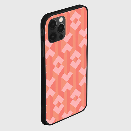 Чехол iPhone 12 Pro Геометрический узор розового цвета geometric pink / 3D-Черный – фото 2