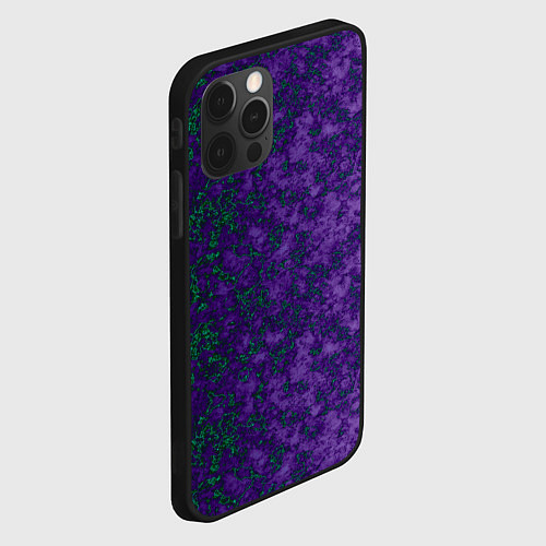 Чехол iPhone 12 Pro Marble texture purple green color / 3D-Черный – фото 2