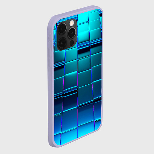 Чехол iPhone 12 Pro BLUE SQUARES / 3D-Светло-сиреневый – фото 2