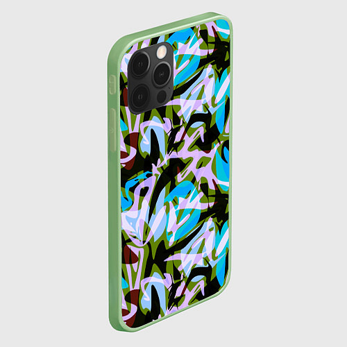 Чехол iPhone 12 Pro Абстрактный узор Пятна краски / 3D-Салатовый – фото 2