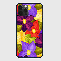 Чехол для iPhone 12 Pro MULTICOLORED PANSIES, цвет: 3D-черный