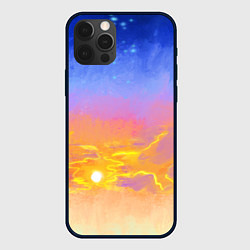 Чехол для iPhone 12 Pro Закатное небо и звезды, цвет: 3D-черный