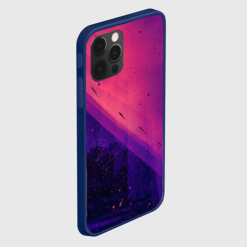 Чехол iPhone 12 Pro Неоновая пыль и лучи - Тёмно-розовый / 3D-Тёмно-синий – фото 2
