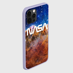 Чехол для iPhone 12 Pro Лого NASA и Туманность Киля, цвет: 3D-светло-сиреневый — фото 2