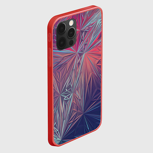 Чехол iPhone 12 Pro Абстрактные Многоугольные Кристаллы / 3D-Красный – фото 2