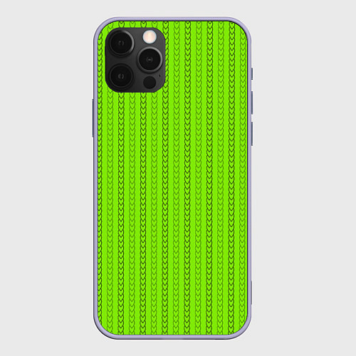Чехол iPhone 12 Pro Зеленые узоры из линий / 3D-Светло-сиреневый – фото 1