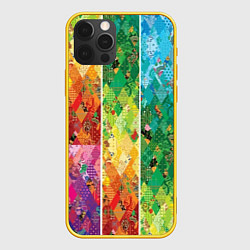 Чехол для iPhone 12 Pro Patchwork pattern, цвет: 3D-желтый