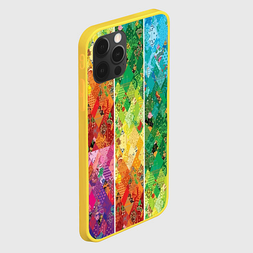 Чехол iPhone 12 Pro Patchwork pattern / 3D-Желтый – фото 2