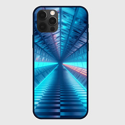 Чехол для iPhone 12 Pro Неоновый коридор лаборатории - Синий, цвет: 3D-черный