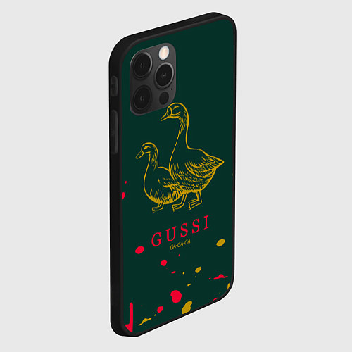 Чехол iPhone 12 Pro Gucci - ga ga ga - краска / 3D-Черный – фото 2