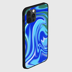 Чехол для iPhone 12 Pro Тай-дай с синим, зелёным и белым цветом, цвет: 3D-черный — фото 2