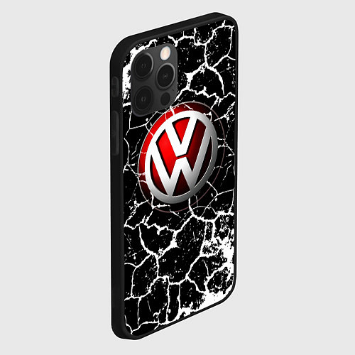 Чехол iPhone 12 Pro Volkswagen Трещины / 3D-Черный – фото 2