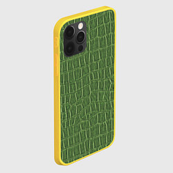 Чехол для iPhone 12 Pro Крокодиловая кожа зелёная, цвет: 3D-желтый — фото 2