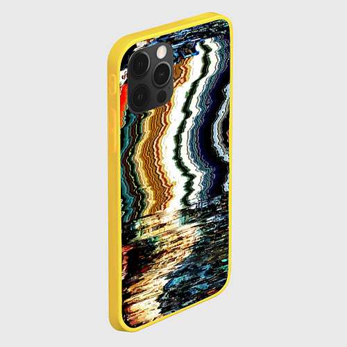 Чехол iPhone 12 Pro Glitch pattern - fashion trend / 3D-Желтый – фото 2