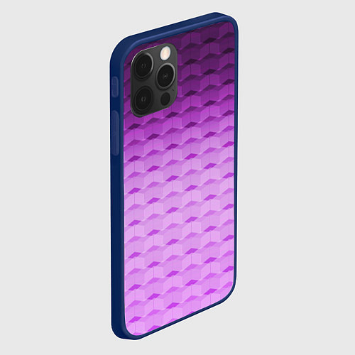 Чехол iPhone 12 Pro Фиолетово-розовый геометрический узор Градиент / 3D-Тёмно-синий – фото 2