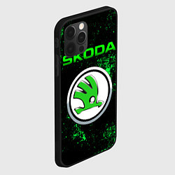 Чехол для iPhone 12 Pro SKODA - ЗЕЛЕНЫЕ БРЫЗГИ, цвет: 3D-черный — фото 2