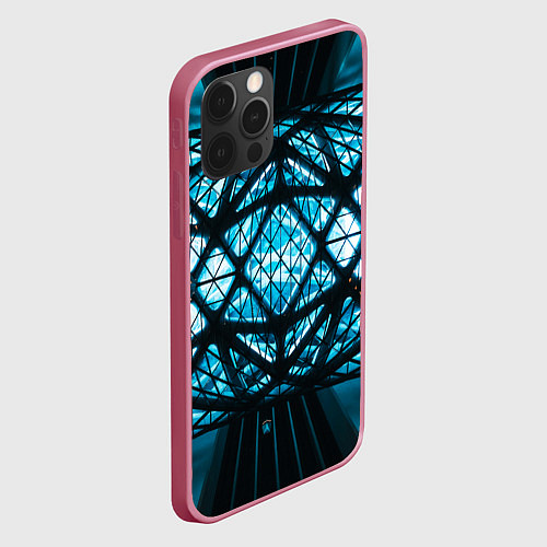 Чехол iPhone 12 Pro Неоновые абстрактные фигуры и фонари - Синий / 3D-Малиновый – фото 2