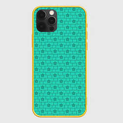 Чехол для iPhone 12 Pro Зеленые кирпичики цветочки, цвет: 3D-желтый