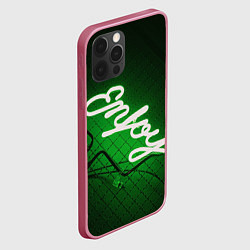 Чехол для iPhone 12 Pro Неоновая надпись во тьме: Наслаждайся - Зелёный, цвет: 3D-малиновый — фото 2