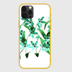 Чехол для iPhone 12 Pro Flowers green light, цвет: 3D-желтый
