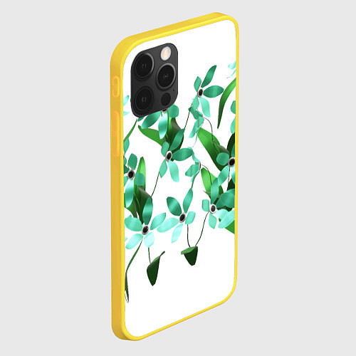 Чехол iPhone 12 Pro Flowers green light / 3D-Желтый – фото 2