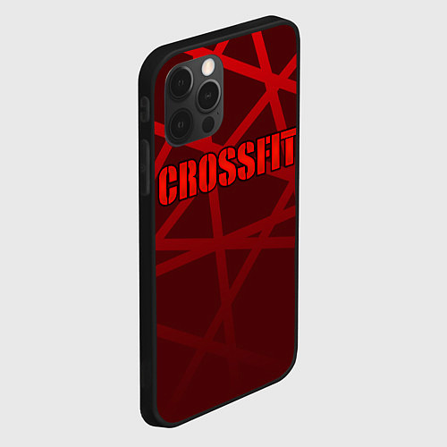Чехол iPhone 12 Pro CROSSFIT - КРАСНЫЕ ЛИНИИ / 3D-Черный – фото 2