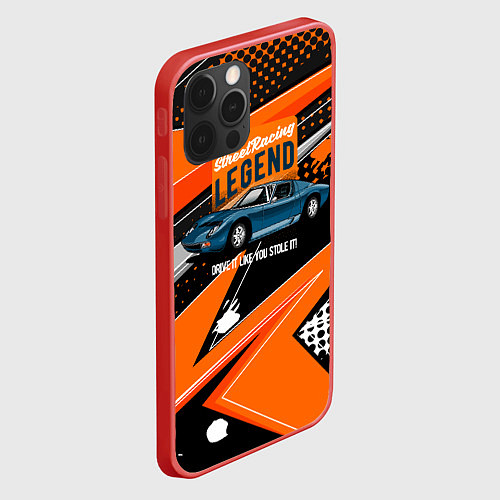 Чехол iPhone 12 Pro Street racing Legend retro / 3D-Красный – фото 2