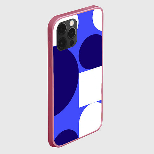 Чехол iPhone 12 Pro Абстрактный набор геометрических фигур - Синий фон / 3D-Малиновый – фото 2