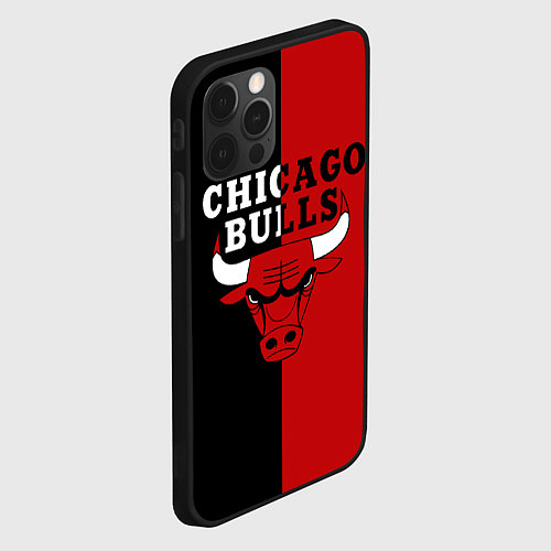 Чехол iPhone 12 Pro Чикаго Буллз black & red / 3D-Черный – фото 2