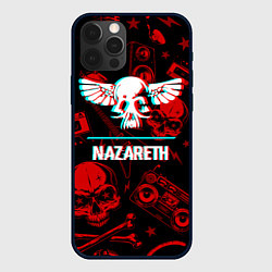 Чехол для iPhone 12 Pro Nazareth rock glitch, цвет: 3D-черный