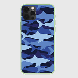 Чехол для iPhone 12 Pro Акулий камуфляж - паттерн, цвет: 3D-салатовый