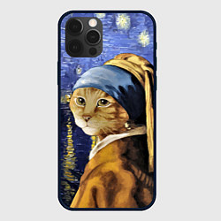 Чехол для iPhone 12 Pro Прикол с котом: пародия картина, цвет: 3D-черный