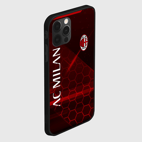 Чехол iPhone 12 Pro Ac milan Соты / 3D-Черный – фото 2