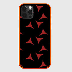 Чехол для iPhone 12 Pro Red Stars - Красные треугольные объекты в чёрном п, цвет: 3D-красный