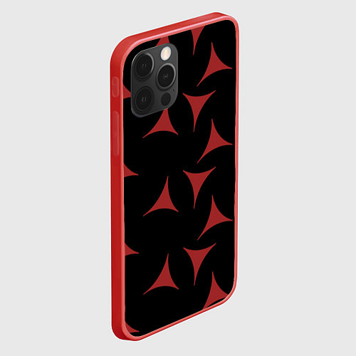 Чехол iPhone 12 Pro Red Stars - Красные треугольные объекты в чёрном п / 3D-Красный – фото 2